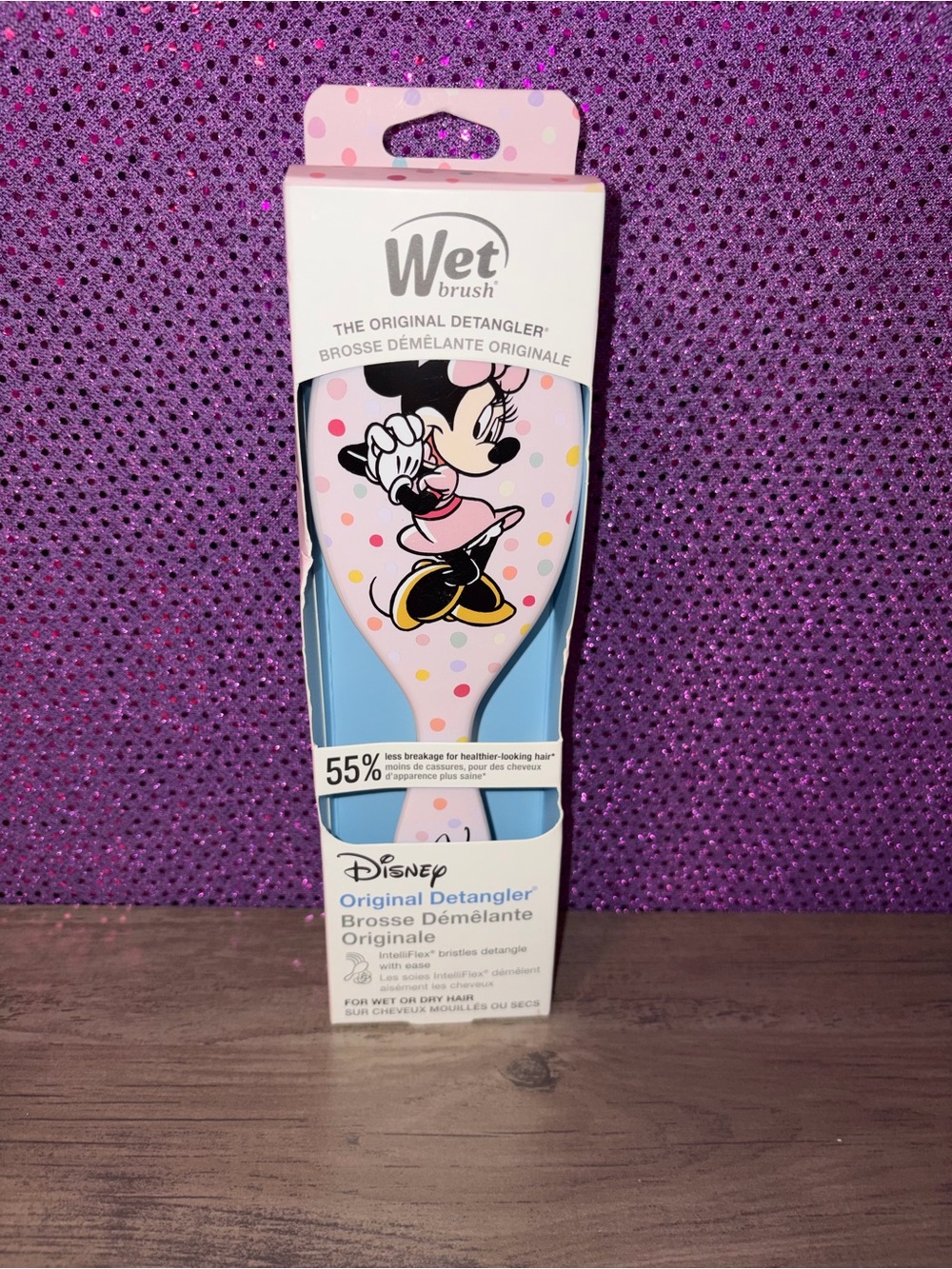 🆕💜 Wet Brush Disney Minnie Mouse Original Detangler Pink Blue Hair Brush NWT